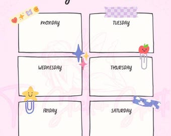 Agenda hebdomadaire en téléchargement numérique | Agenda maximaliste | Jolie liste de choses à faire | Agenda hebdomadaire imprimable | Agenda non daté imprimable