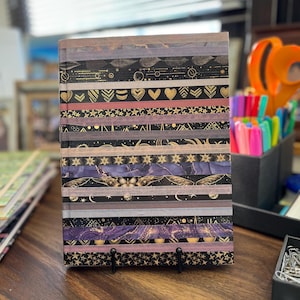 Diario de tapa dura de 100 páginas hecho a mano con papel rayado, tamaño extragrande de 8 x 10, impresión celestial con lectura de cartas del tarot
