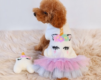 Unicorn Dog Dress, Girl Dog Sweater, Unicorn Dog Sweater, Tutu Pet Dress,  Halloween Unicorn Costume, Tutu Dog Skirt, Female Dog Clothes