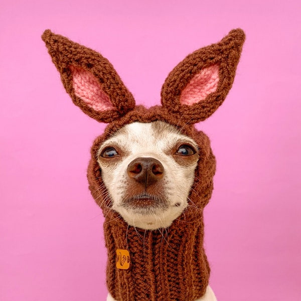 Bunny Dog Hat, Rabbit Dog Snood, Rabbit Ears Dog Hat, Rabbit Dog Beanie, Bunny Dog Costume, Easter Pet Hat, Halloween Dog Hat, Knit Pet Hat