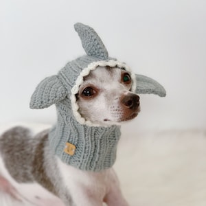 Shark Dog Snood, Shark Dog Beanie, Halloween Dog Costume, Knit Dog Beanie, Fish Cat Hat, Dog Ear Warmer, Shark Dog Hat, Great White Pet Hat