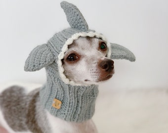 Shark Dog Snood, Shark Dog Beanie, Halloween Dog Costume, Knit Dog Beanie, Fish Cat Hat, Dog Ear Warmer, Shark Dog Hat, Great White Pet Hat