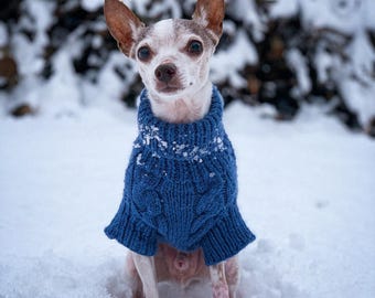 Cable Knit Dog Sweater, Fisherman Dog Sweater, Turtleneck