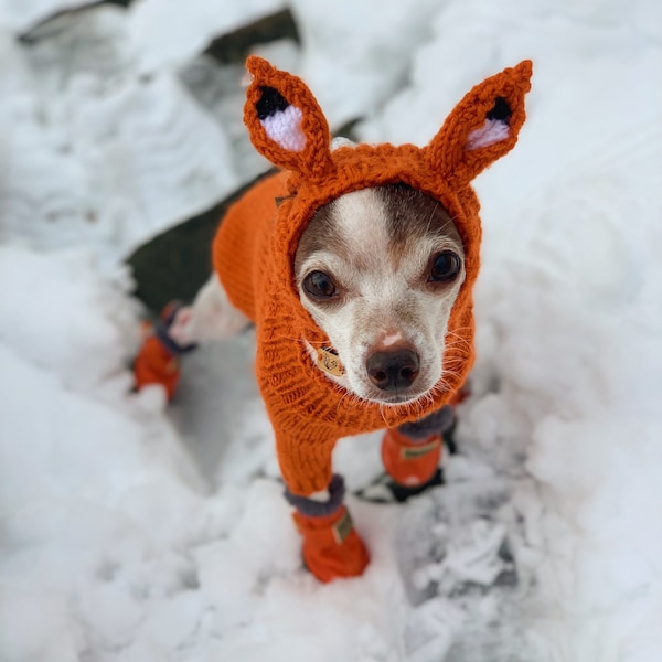 Tour de cou pour chien renard, joli bonnet pour chien, bonnet en tricot pour chien, déguisement de renard d'Halloween, cache-oreilles pour chien, bonnet chaud pour animal de compagnie, bonnet de chat renard, cagoule de chien renard, bonnet avec oreilles de renard