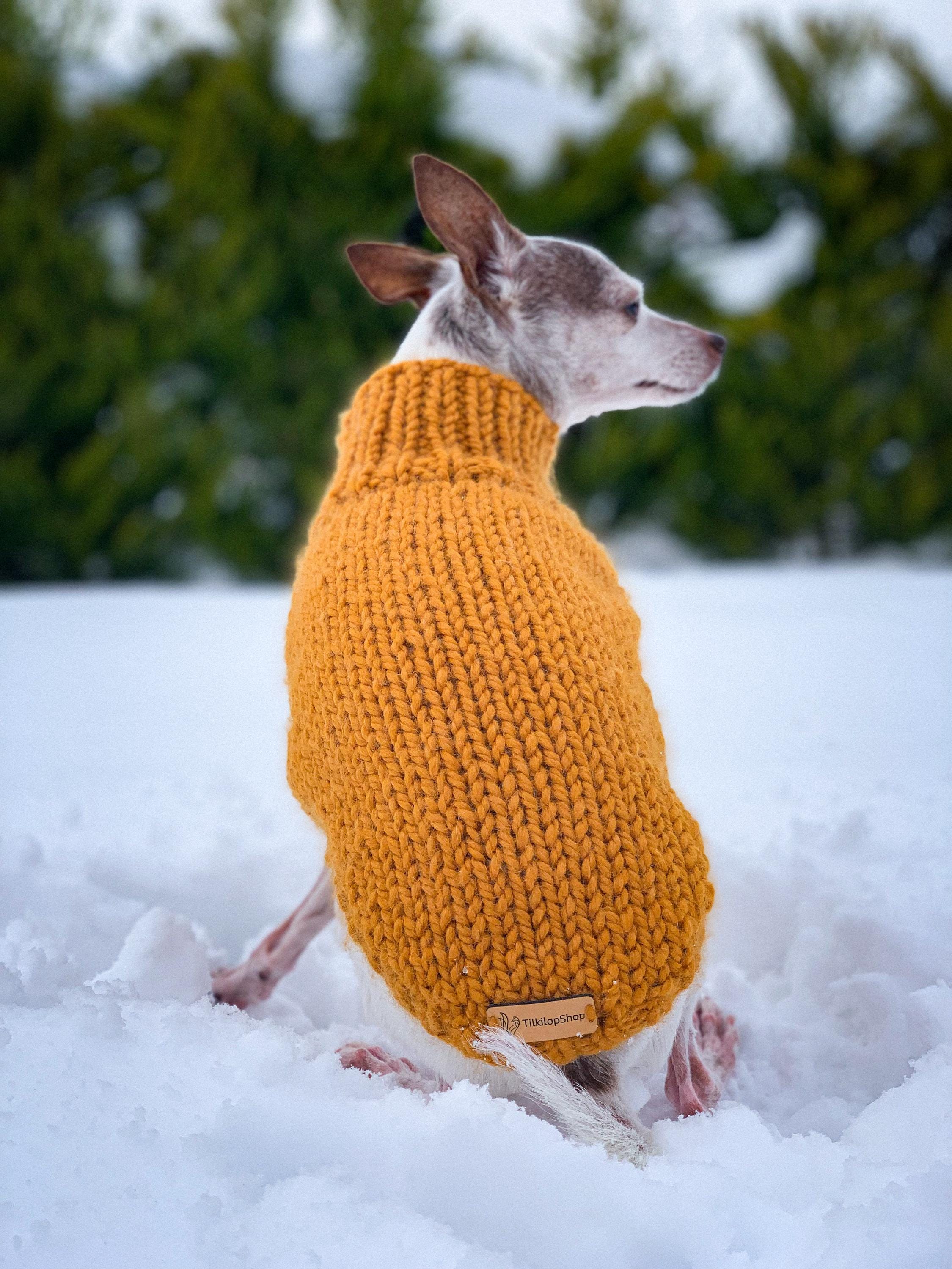 Handmade Chunky Knit Wool Blend Dog Sweater, Turtleneck Thick Pet