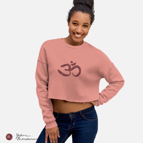 AUM Crop Sweatshirt, Om symbol, Yoga Clothes, Yoga Top, Workout Shirt, Vinyasa Top, yoga fleece, chakra ajna, conscience universelle.