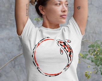 Camiseta Zen Enso Circle Koi Fish, masculina, feminina, camisa Kanji japonesa, camiseta de meditação mindfulness, Ying-Yang, presente de ioga, estampa Enso Circle