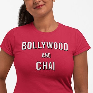 Funny Bollywood And Chai Shirt, Unisex Tee, Indian Desi Shirt, desi fashion cute, Tea Lover Gift, Hindi Punjabi Gifts, Tamil, Chai Tea Shirt