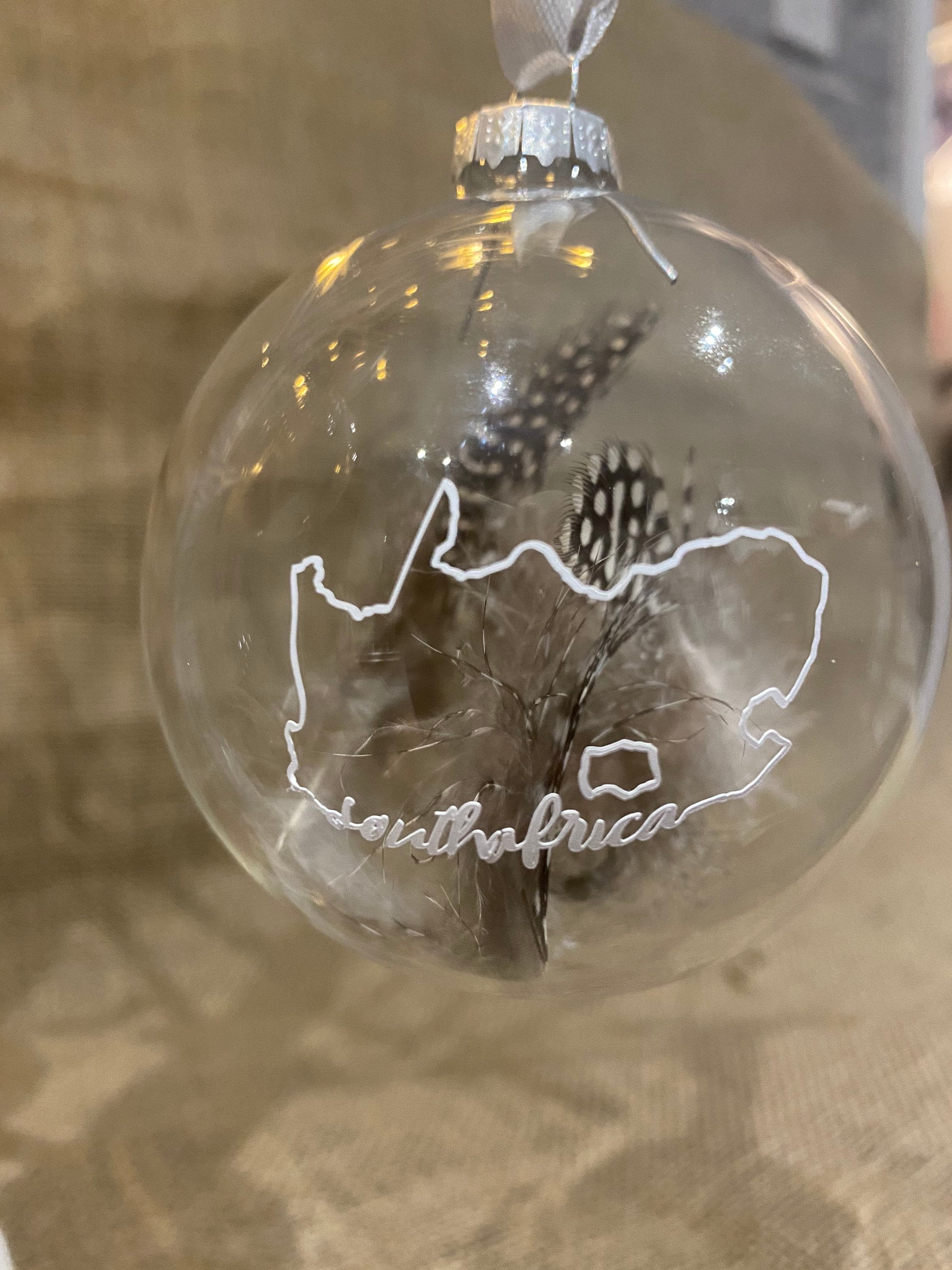 Glass South African Christmas bauble feather stuffed set of 5 Etsy