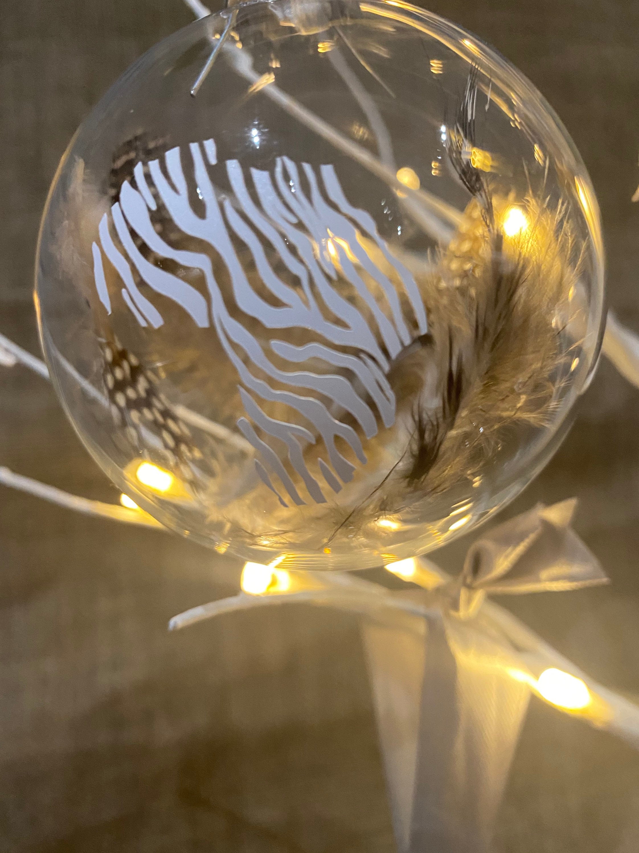 Glass South African Christmas bauble feather stuffed set of 5 Etsy