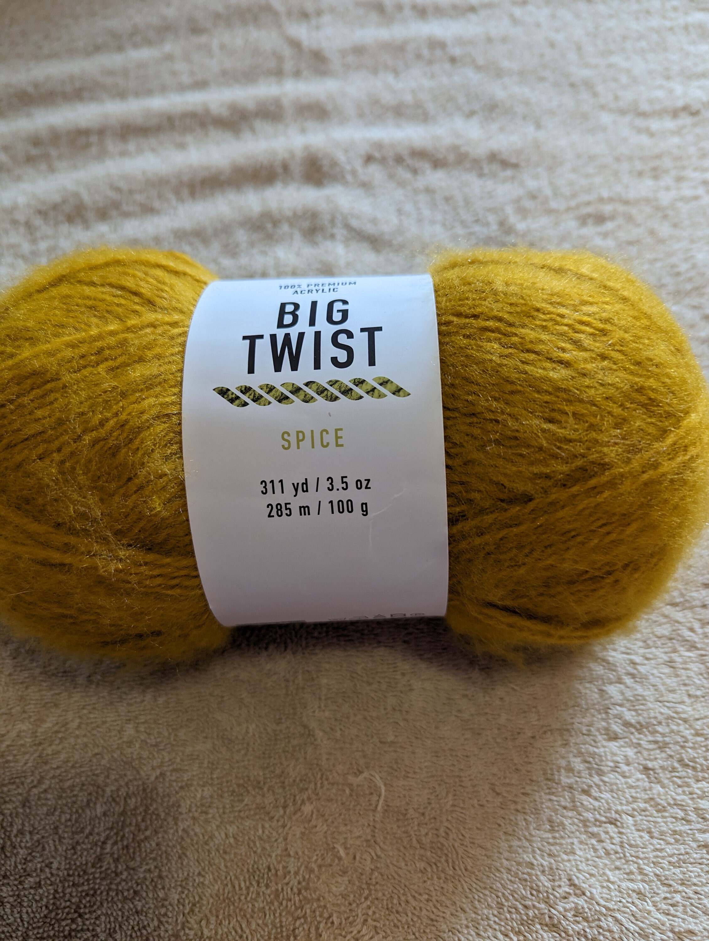 Bright Yellow Yarn Big Twist Value Yarn 100% Acrylic Varsity Yellow Lot Of 2