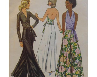 Evening Wear Pattern, Wrap Blouse, V Neck, Wide Pants, Halter Top, Tie Waist, Palazzo Pants, Simplicity 5355 Size 16 Bust 38" 97 cm