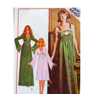 Empire Waist Dress & Jacket Pattern, Straps, Shaped Bodice, Gathered Skirt, Tie Front Jacket, Bell Sleeve, McCalls 5330 Size 10 Bust 32.5