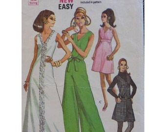 Flared Jumpsuit Pattern, V- neck, Maxi/ Mini, Sleeveless, Jumper, Romper, Culotte, McCalls 2185 Size 12