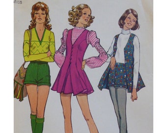 Short Shorts and Flared Skirt Pattern, Gored Long Vest, Lined, Cuffed Shorts, Princess Seams, Button/ Loop Closure, Simplicity 9680 Size 12