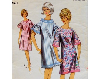 Butterick 3795 Loose Pullover Dress Pattern, Dropped Shoulders, Elbow/ Gathered Short Sleeves, A- line, Size Small 8 10 Bust 31 32"