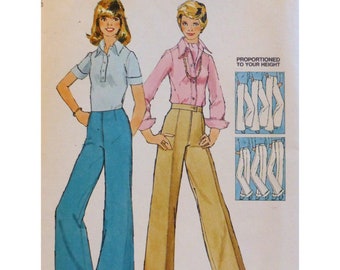 Straight and Wide Leg Pants Pattern, Zipper Front, Cuffs, Waistband/ Contour Waist, Simplicity 6108 UNUSED Size 10 Waist 25" 64 cm