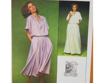 Simplicity 8645, Holly Harp Dress Pattern, Loose Fit, Gathered Yoke, Keyhole Neck, Elastic Waist, Midi Maxi, Elbow Sleeves, Size 12 Bust 34