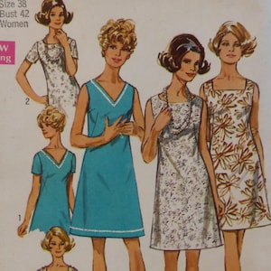 May include: Illustration of vintage dresses in various styles. The dresses include a sleeveless turquoise dress with white trim, a white dress with a floral pattern, and a white dress with a lace pattern. The image also includes the text "Size 38 Bust 42 Women".