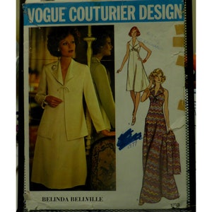 70s Flared Dress Pattern, Fitted Bodice, Cut-in Shoulders, Flip Collar, Maxi, Midi, Jacket, Belinda Bellville, Vogue 1193 Size 8 Bust 31.5 image 2
