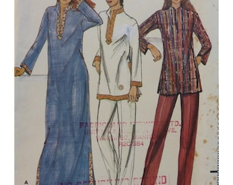 Butterick 3552, Caftan,  Loungewear Sewing Pattern, Mandarin Collar, Long Sleeves, Pants, Size 12- 14