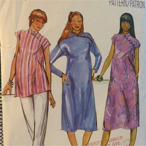 May include: Illustration of three women wearing different styles of dresses. The dresses are in various colors and patterns, including stripes and floral designs. The image is a pattern for sewing.