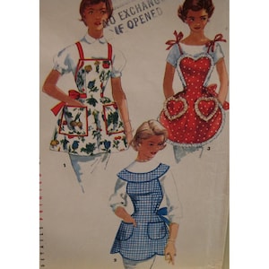 Vintage 1950s Apron Pattern, Heart Shaped, Cobblers, Fitted Bodice, One Yard, Simplicity 1359 One Size