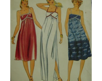 Butterick 3779 Spaghetti Strap Sundress Pattern, Bias Trim Bra Section, Long/ Short Skirt, Side Slit, UNCUT Size 8 Bust 31.5"