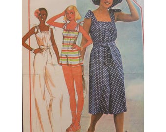 Shoulder Tie Sundress Pattern, Culotte, Jumpsuit, Sunsuit, McCalls 5499 Size 14-16