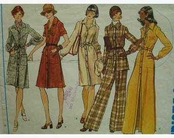 70s Plus Size Dress Pattern, Shirtwaist, Front Button Band, Vogue Basic Design 2969 Size 20.5 Bust 43" 109 cm