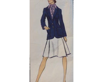 Vogue 2825 Vintage Anne Klein Suit Pattern, Semi Fitted Jacket, Flared Bias Skirt, Shirt, Vogue American Size 14