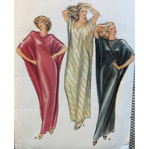 Loose Fitting Caftan Pattern, Maxi, Pullover, Long/ Short Batwing Sleeves, Cowl/ V Neck, Butterick 3486 UNCUT Size Large 16- 18