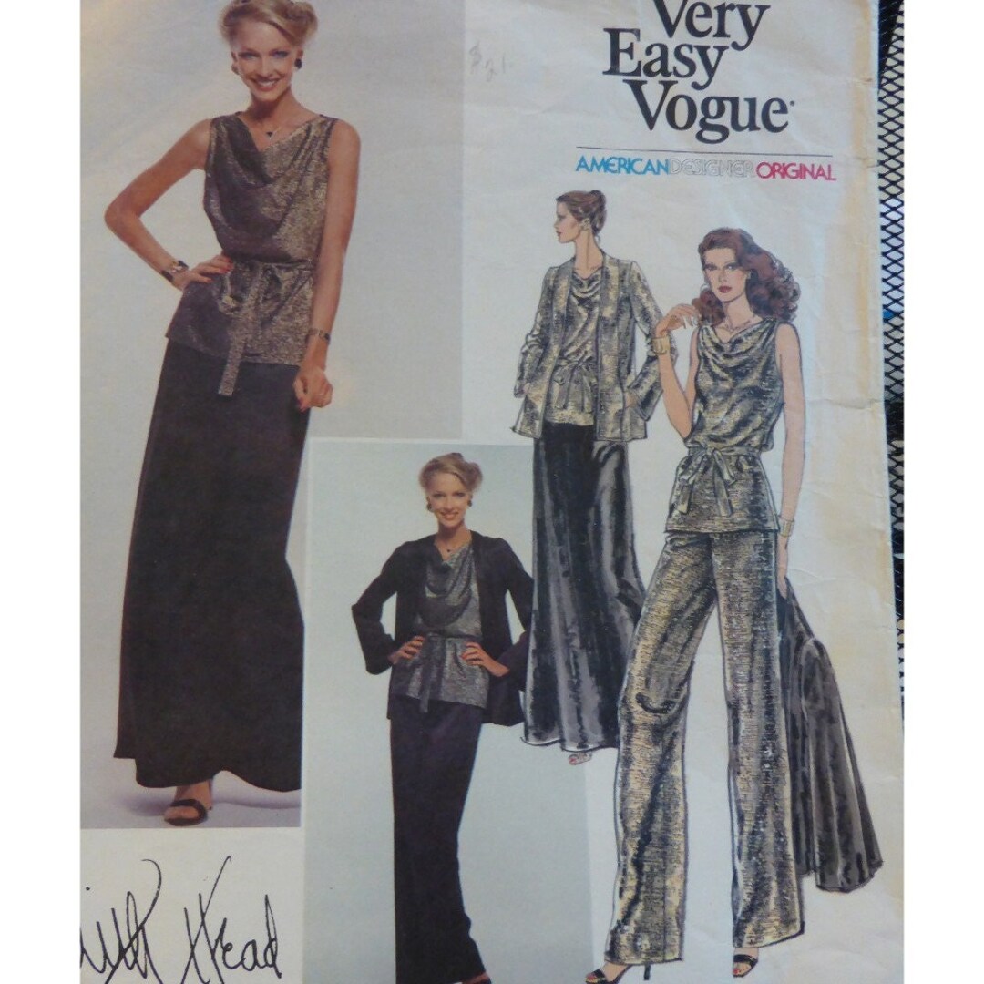 Edith Head Evening Suit Pattern, Straight Pants, Draped Neck Top ...