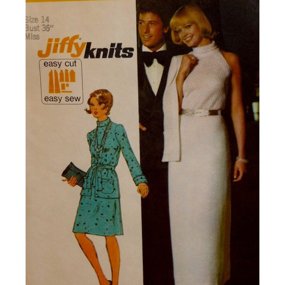 Fitted Stretch Knit Dress Pattern, High Collar, Open Shoulders, Long/ Short,  Cardigan Jacket, Simplicity 5957 Size 12 OR Size 14 - Etsy