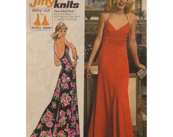 Backless Evening Dress Pattern, Shirred Bodice, Flared Skirt, Halter Straps, Simplicity 5666 Size 12