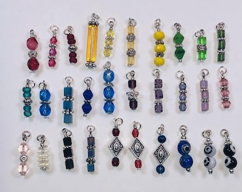 Tiny Handmade Beaded Charms for Jewelry Making - Glass, Stone and Crystal with Silver Findings
