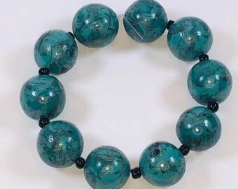 Handmade Polymer Clay Beads - Faux Turquoise Focal Beads - 17 mm - Set of Ten