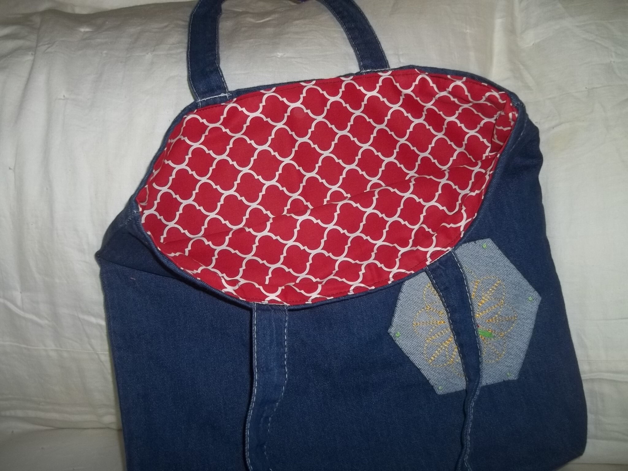 Large Denim Tote School Bag Beach Bag Grocery Bag Etsy