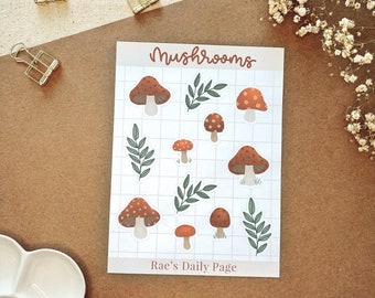 Mushroom Sticker Sheet | Cottagecore Bullet Journal Stickers | Planner Stickers