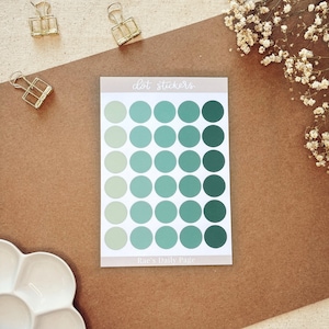 Circle Sticker Sheet | Bullet Journal Dot Stickers | Green Planner Stickers
