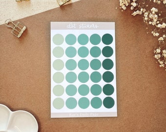 Circle Sticker Sheet | Bullet Journal Dot Stickers | Green Planner Stickers