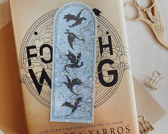 Vierter Flügel inspiriert Lesezeichen | Fantasy-Buchzeichen | Holographisch
