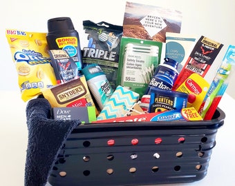 Men's Toiletry Gift Basket | College Care Package, Snacks Included