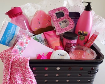 Spa Gift Basket | Personalized Glitter Initial, Bath & Body