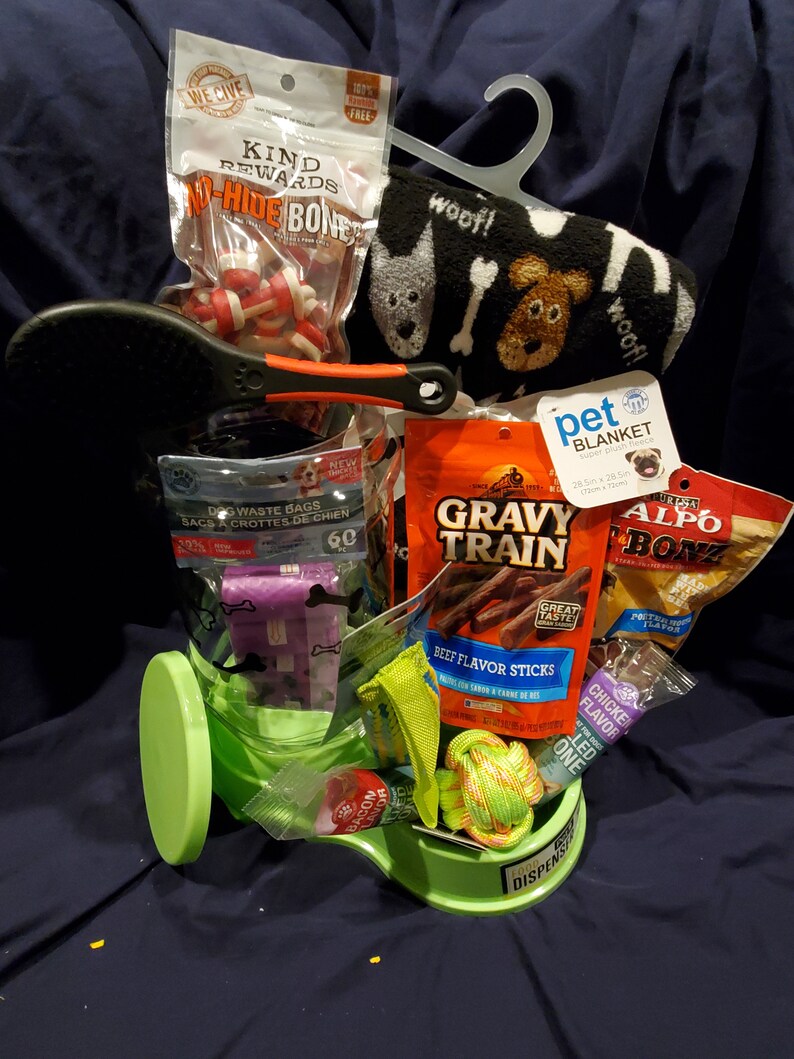 Dog gift basket Dog treats Dog toys Dog bowl Large dog Etsy