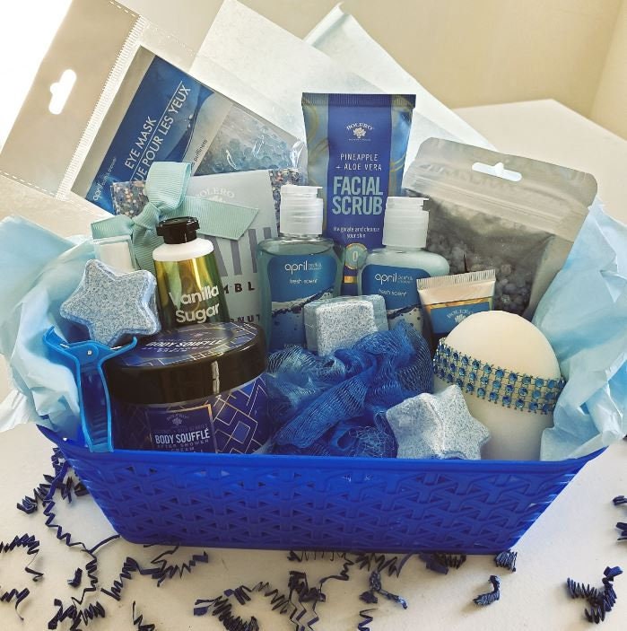 Gift for Mom Blue Themed Spa Gift Basket Shower Gift - Etsy