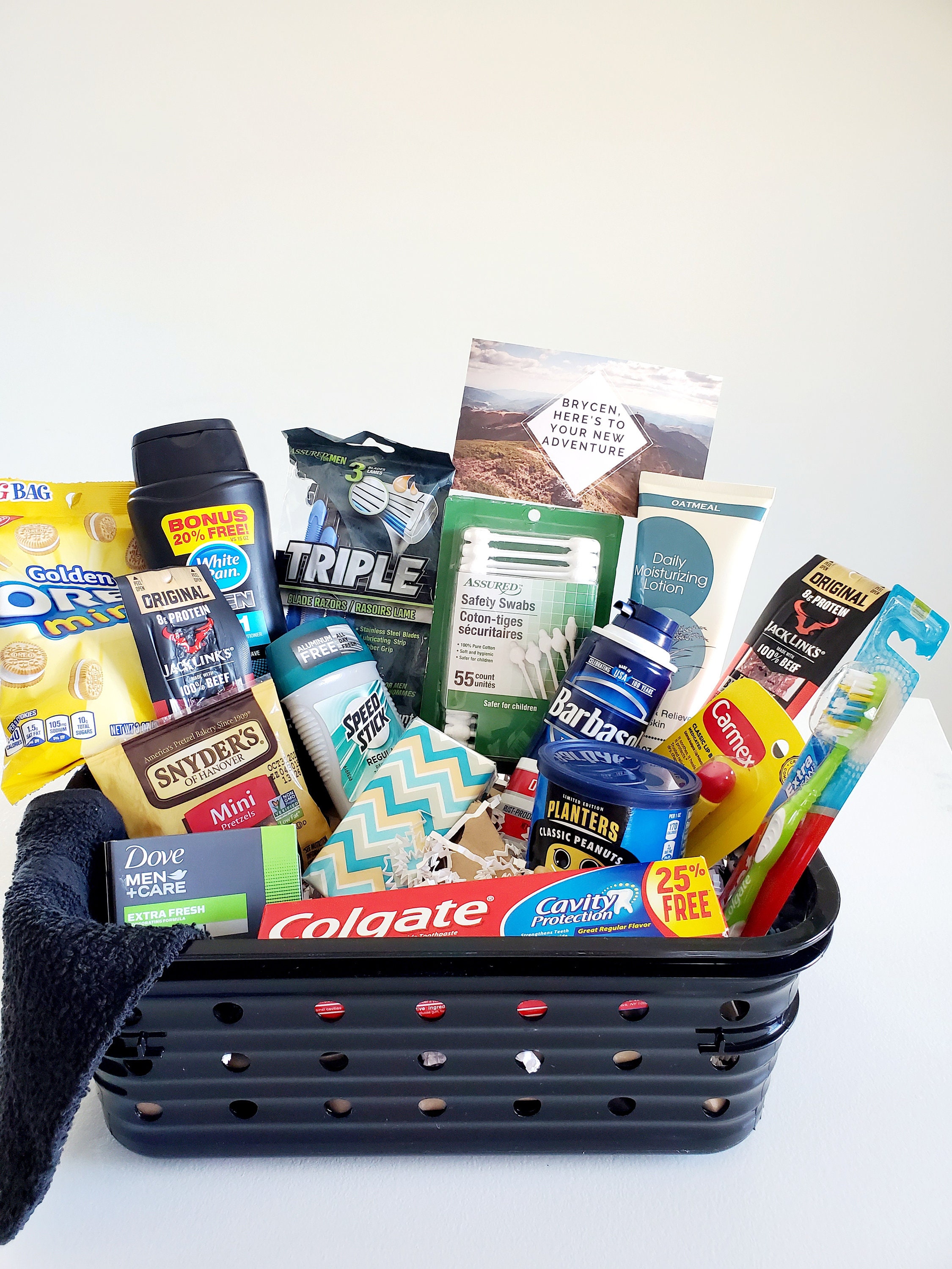 Mens Toiletry Gift Basket Teen Boy Gift Men's Gift Basket Men's Gift Box  College Survival Kit Father's Day Gift Birthday for Him 