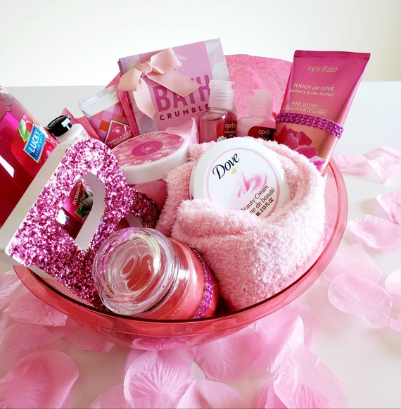 Birthday Gifts for Women, Relaxation Spa Gift Basket Women Self Care Pink