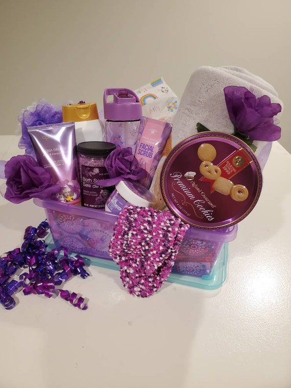 Gift for Mom Spa Gift Basket Spa Gift Set Birthday Gift for Her Self Care  Gift Basket Purple Gift Basket Gift for Women 