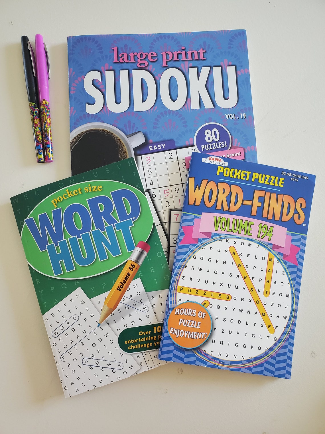 Puzzle Book Gift Set, Felt Storage Bin Word Search Books Puzzle